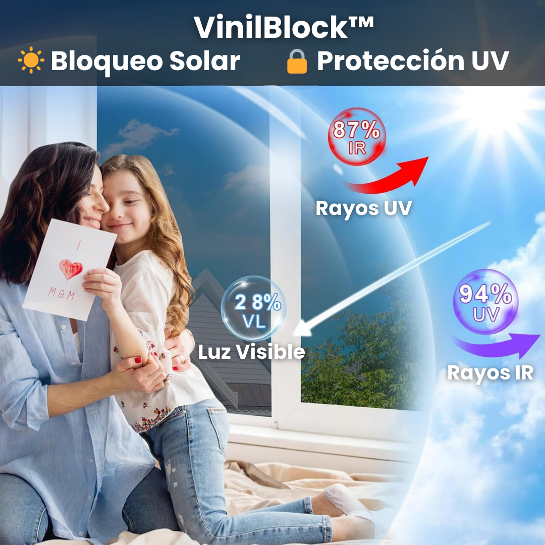 VinilBlock™ Protección UV y Efecto Espejo - Rollo de 60cm x 5mts