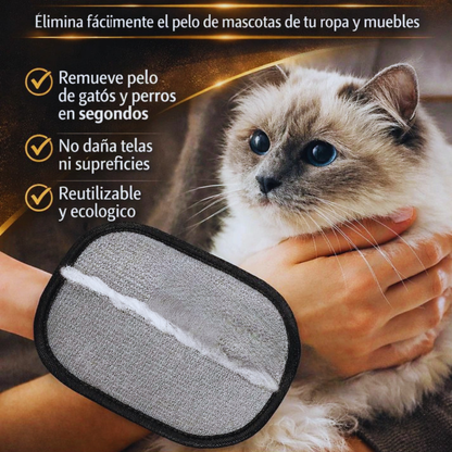 Guante QuitaPelos™ Mascotas - Pelos, pelitos y pelusas