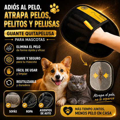 Guante QuitaPelos™ Mascotas - Pelos, pelitos y pelusas