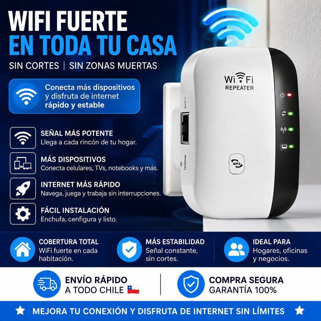 WiFi Power™ - Repetidor y Amplificador de señal WiFi