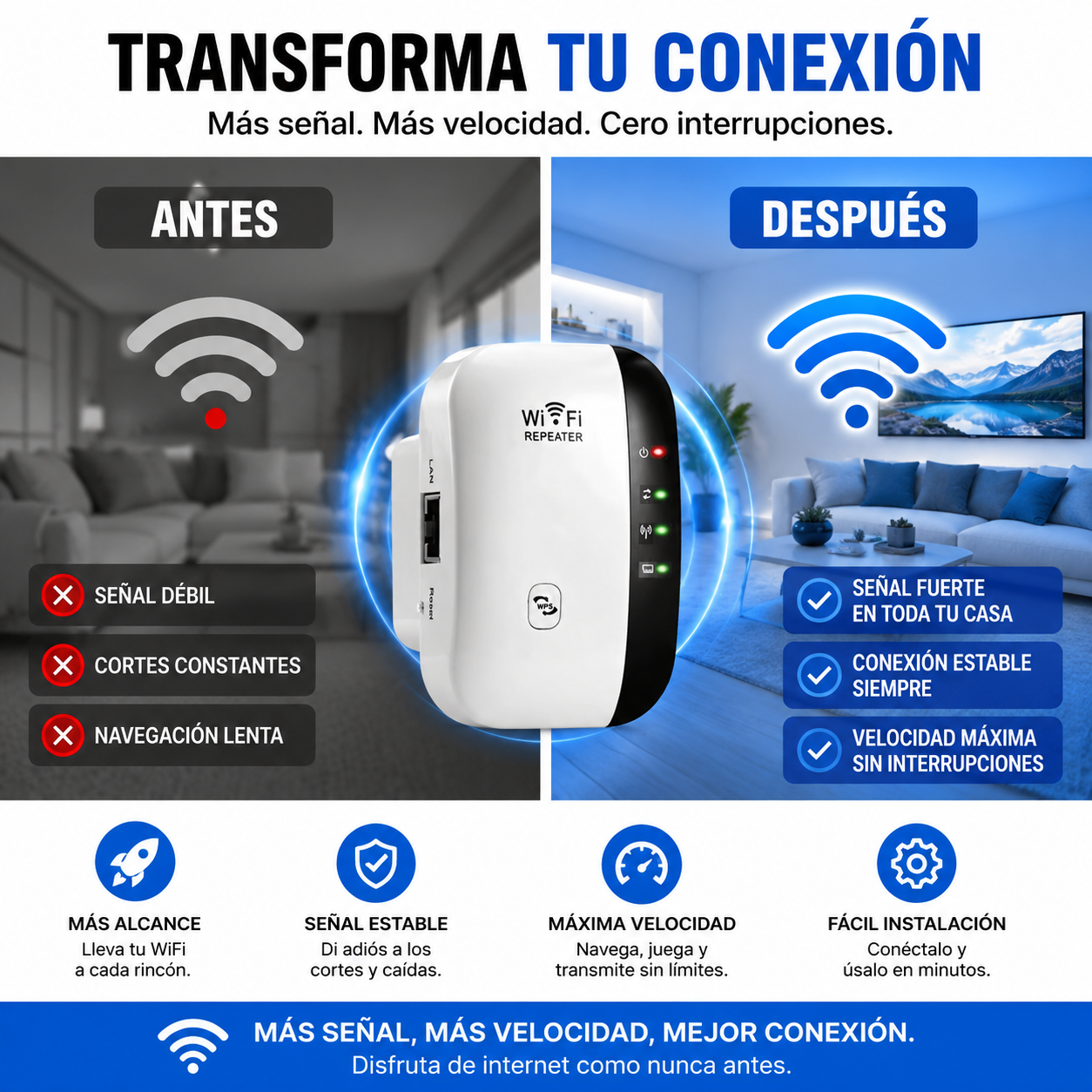 WiFi Power™ - Repetidor y Amplificador de señal WiFi