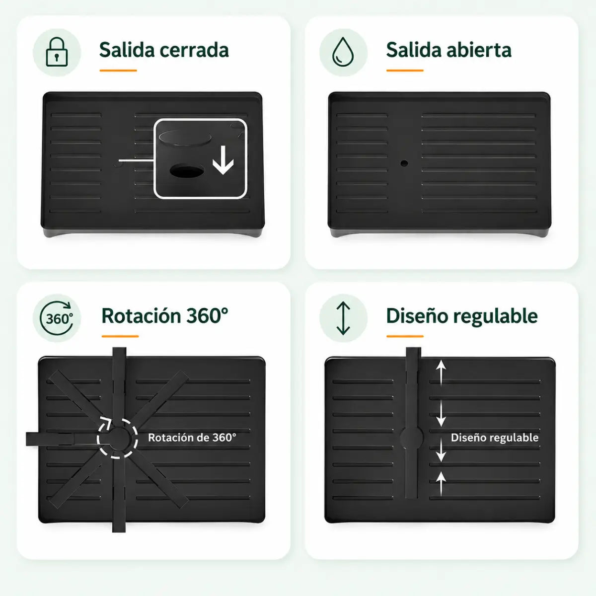 Escurridor de Platos de 2 Niveles con Drenaje Giratorio + Afilador de Cuchillos GRATIS