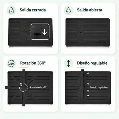 Escurridor de Platos de 2 Niveles con Drenaje Giratorio + Afilador de Cuchillos GRATIS
