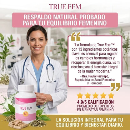 TrueFem® Balance 60 Cápsulas ORIGINAL - Recupera tu Salud Femenina y Equilibrio Hormonal + Envío Gratis