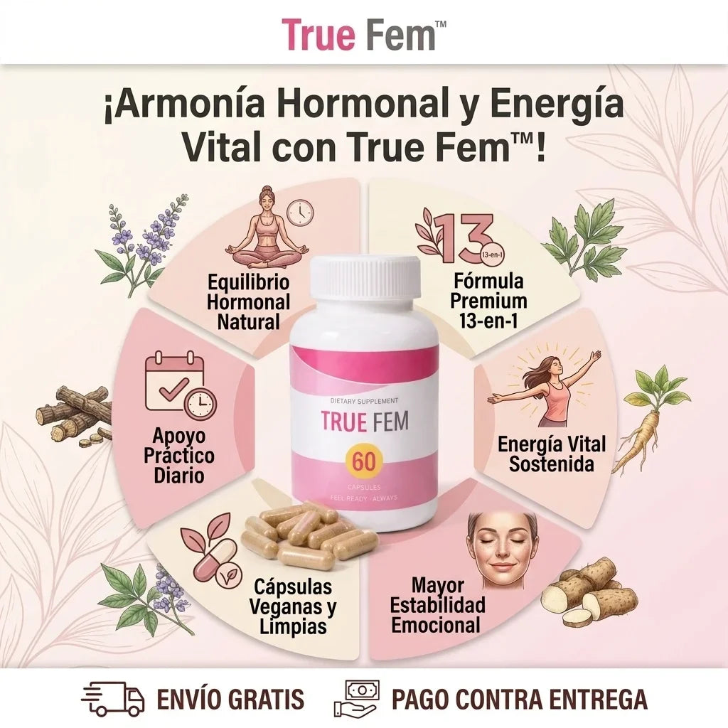 TrueFem® Balance 60 Cápsulas ORIGINAL - Recupera tu Salud Femenina y Equilibrio Hormonal + Envío Gratis