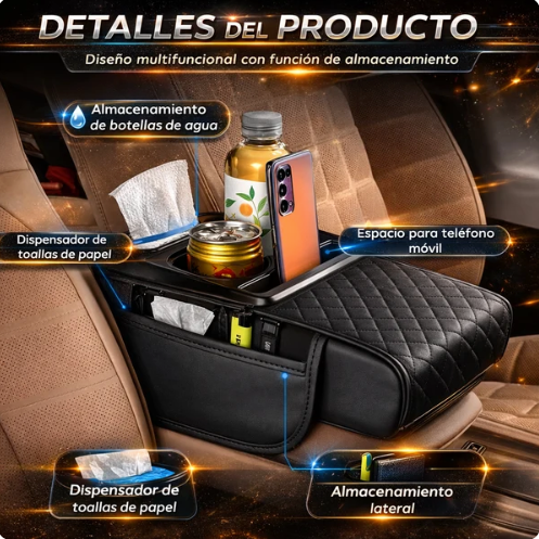 AutoComfort™ 5 en 1 – Reposabrazos Multifuncional + Organizador Asiento Trasero de REGALO